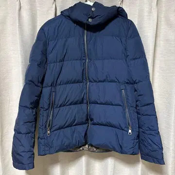 네이비 다운 자켓 후드 부착 젬블 M 사이즈 후드 부착