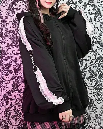 ACDCRAG 러브 펑크 지뢰 지퍼 후드티 핑크 미사용품