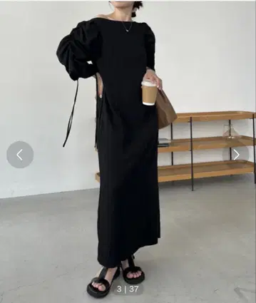 블랙 롱 원피스 반팔