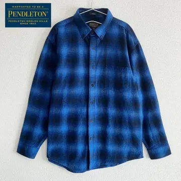 새상품급 pendleton 옴브레 체크 플란넬 셔츠 쉐도우 블루 L