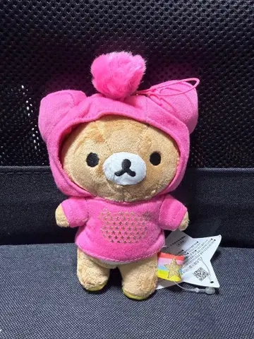 리락쿠마 봉제 인형 핑크 후드티