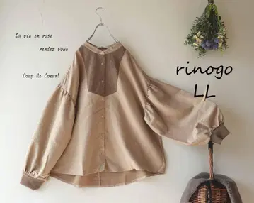 새상품 할인 LL 베이지 계열*니트 절개 볼륨 소매 블라우스 빅 사이즈