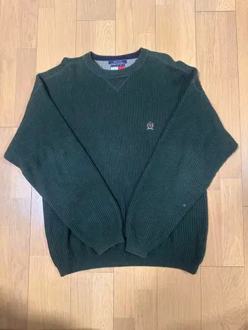 TOMMY HILFIGER 다크 그린 크루넥 스웨터 XL