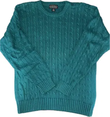 터콰이즈 케이블 니트 스웨터