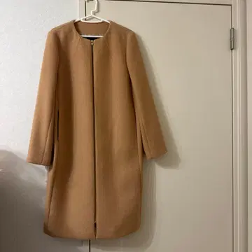 어반 리서치 노카라 코트 롱 코트 베이지 울 지퍼