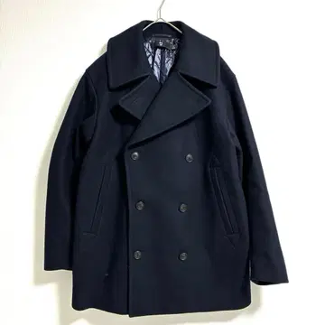 유니클로 +J 플러스 울 블렌드 오버사이즈 피 코트 L 네이비