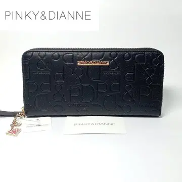 새상품 핑키앤다이안 장지갑 라운드 지퍼 카눌레 로고 블랙