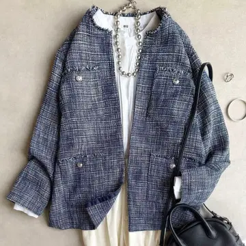 새상품급 GALLARDAGALANTE//트위드 자켓 네이비 블루
