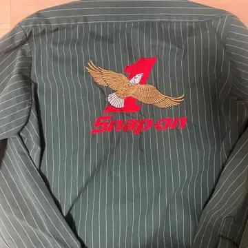 Snap-on 다크 그린 스트라이프 워크 셔츠