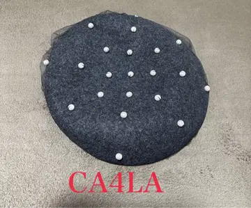 CA4LA 코튼 펄, 레이스 장식 다크 그레이 베레모! 귀엽습니다