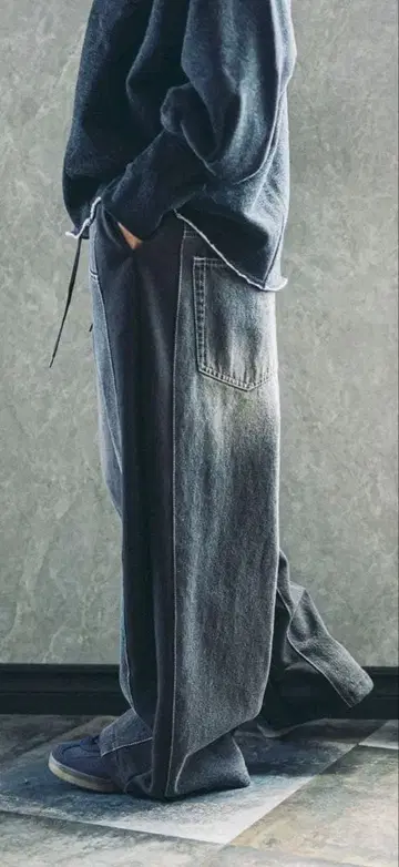 인기 상품 niko and - 데님 패치워크 팬츠 블랙 L