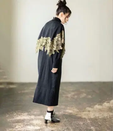 오스모시스 레이스 판초&니트 원피스 SET