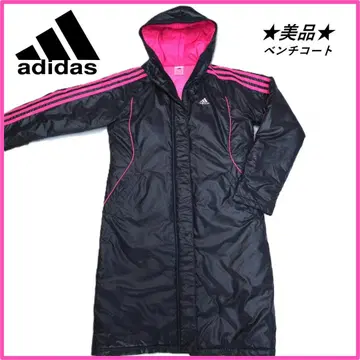 새상품급 아디다스 [ adidas ] 벤치 코트 여성용 S 블랙 x 핑크