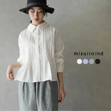 [ 새상품급 ] 근년 22SS 미즈이로 인드 핀턱 숏 셔츠 와이드 F