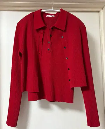 GU 2피스 리브 니트 피케 셔츠