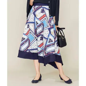 새상품급 쿠미쿄쿠 스카프 패턴 스커트