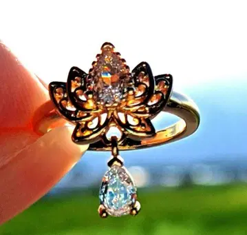 개운 회화 연꽃 행복의 빛 흔들림 반지