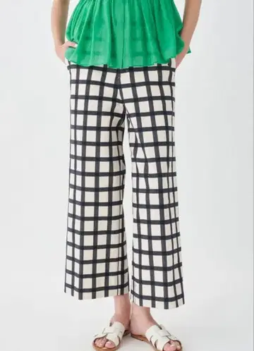 미사용 새상품 투모로우랜드 도비 타터 체크 와이드 스트레이트 팬츠