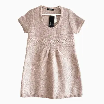 미사용품 CLASSA 여성용 라메 스팽글 니트 튜닉 M 핑크