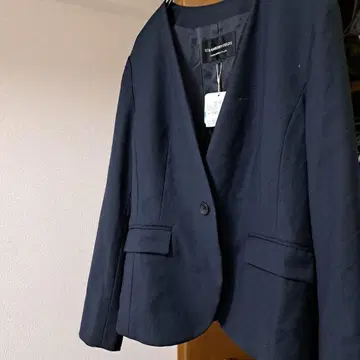 [택 포함!] 스트로베리 필드 워셔블 노카라 자켓 네이비 일본제