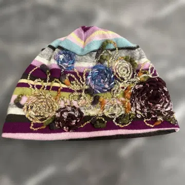 M.&KYOKO/꽃무늬 자수 니트 모자/프리 사이즈