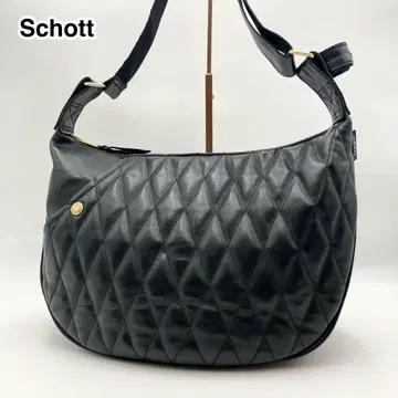 인기 모델 Schott 바나나 숄더백 블랙 가죽 퀼팅