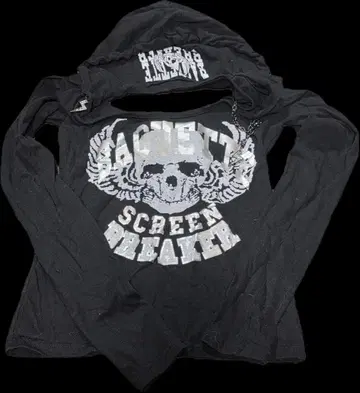 한정판 가격 인하 d.i.a 스컬 프린트 후드 부착 블랙 후드티