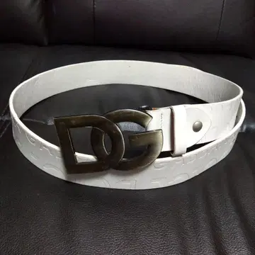 [천연 가죽] DG 로고 화이트 가죽 벨트