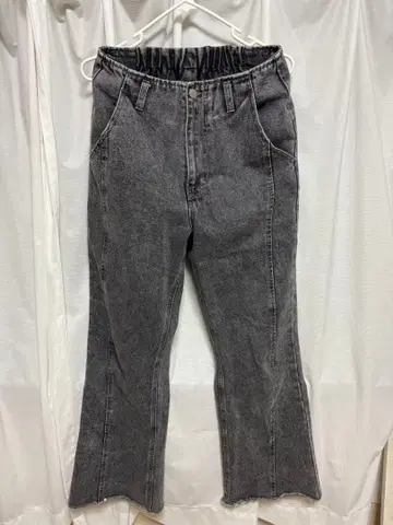 그레이 플레어 팬츠 허리밴딩