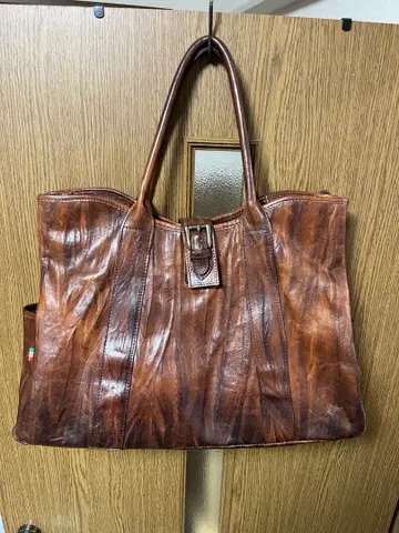오로비안코 브라운 가죽 토트백 천연 가죽