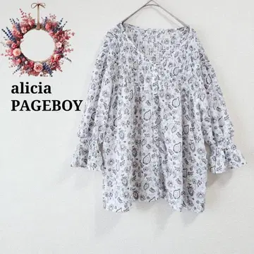 페이지 보이 페이즐리 무늬 블라우스 백 개더 캔디 소매 올 패턴