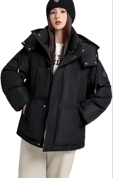 여성용 다운 자켓 코트 패딩 자켓 숏 기장 후드 부착