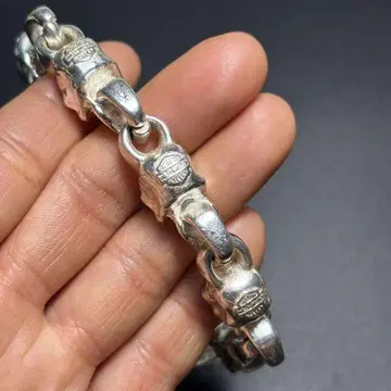 스컬 모티브 실버 체인 팔찌*2