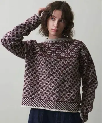 Steven Alan 울 나일론 믹스 자카드 니트