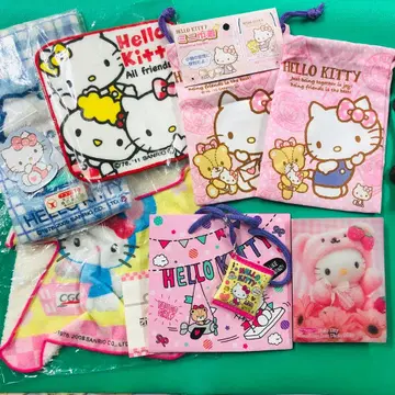 헬로키티 상태 다양 8점 묶음 판매 핸드 타월 복조리 사진 앨범 등