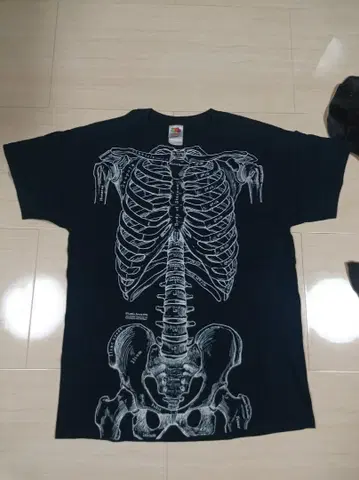 90s Leslie Arwin 해부 셔츠 스켈레톤 블랙 vintage