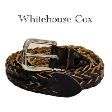 화이트하우스콕스 메쉬 벨트 뜨개질 가죽 벨트 브라운