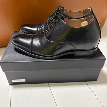 블랙 가죽 키높이 신발 7cm 인힐