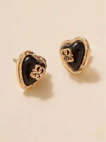 SNIDEL 스나이델 플럼프 하트 귀걸이 BLK