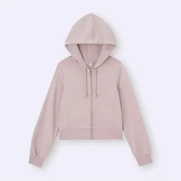 GU 지유 맨투맨 풀 집업 후드티 핑크