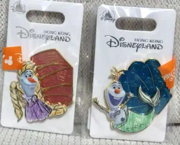 [ 홍콩 디즈니랜드 한정판 ] 올라프 아리엘 라푼젤 핀 배지 2점