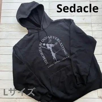 Sedacle 세다클 후드티 L 블랙 페이드 블랙 꽃다발 로고 프린트