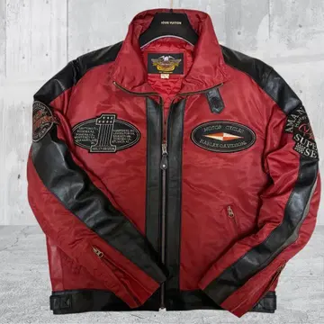 초레어 할리데이비슨 MA-1 라이더 가죽 자켓 빨간색 L
