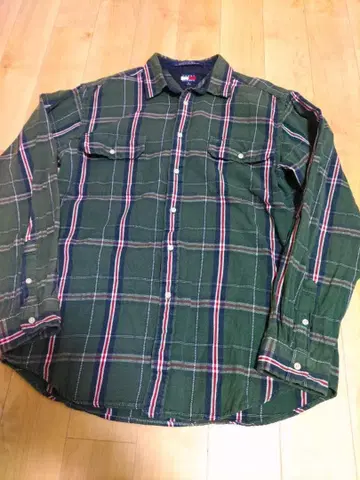 타미힐피거 체크 무늬 플란넬 셔츠 XL