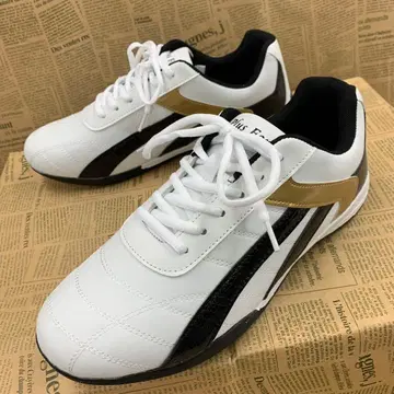 새상품 남성용 24.5cm 인조 가죽 코트 스니커즈 블랙 화이트 1189