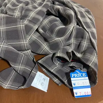 HANAEMORI 체크 무늬 스톨 그레이