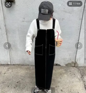 ISOOK 블랙 살로펫 오버롤 스커트 FREE 사이즈