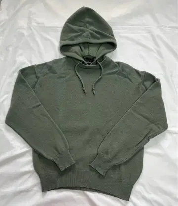 니트 후드티 울 100% 카키