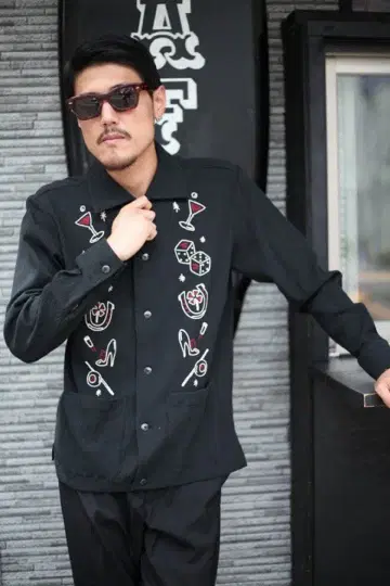 GANGSTERVILLE 블랙 긴팔 셔츠 칵테일 자수 [L] 레어 샘플