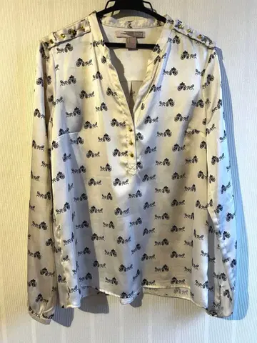 babe21 마차 패턴 긴팔 블라우스